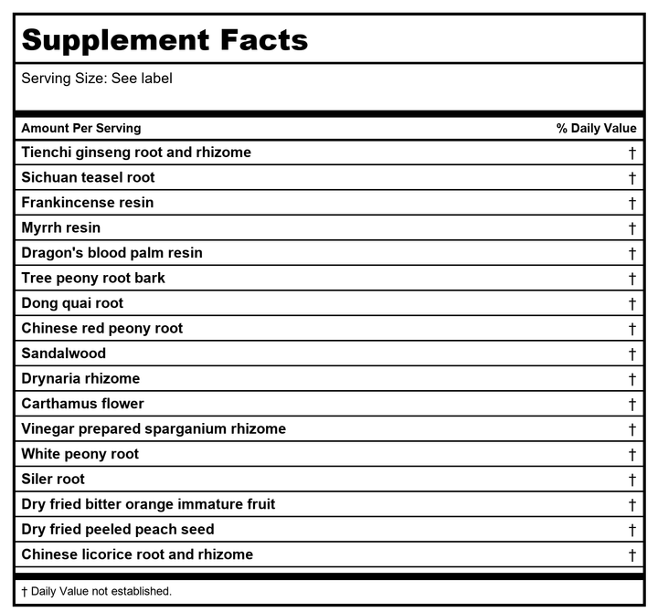 Kan Herb Traditionals Great Mender Formula 60 Tablets - Supplement Facts panel