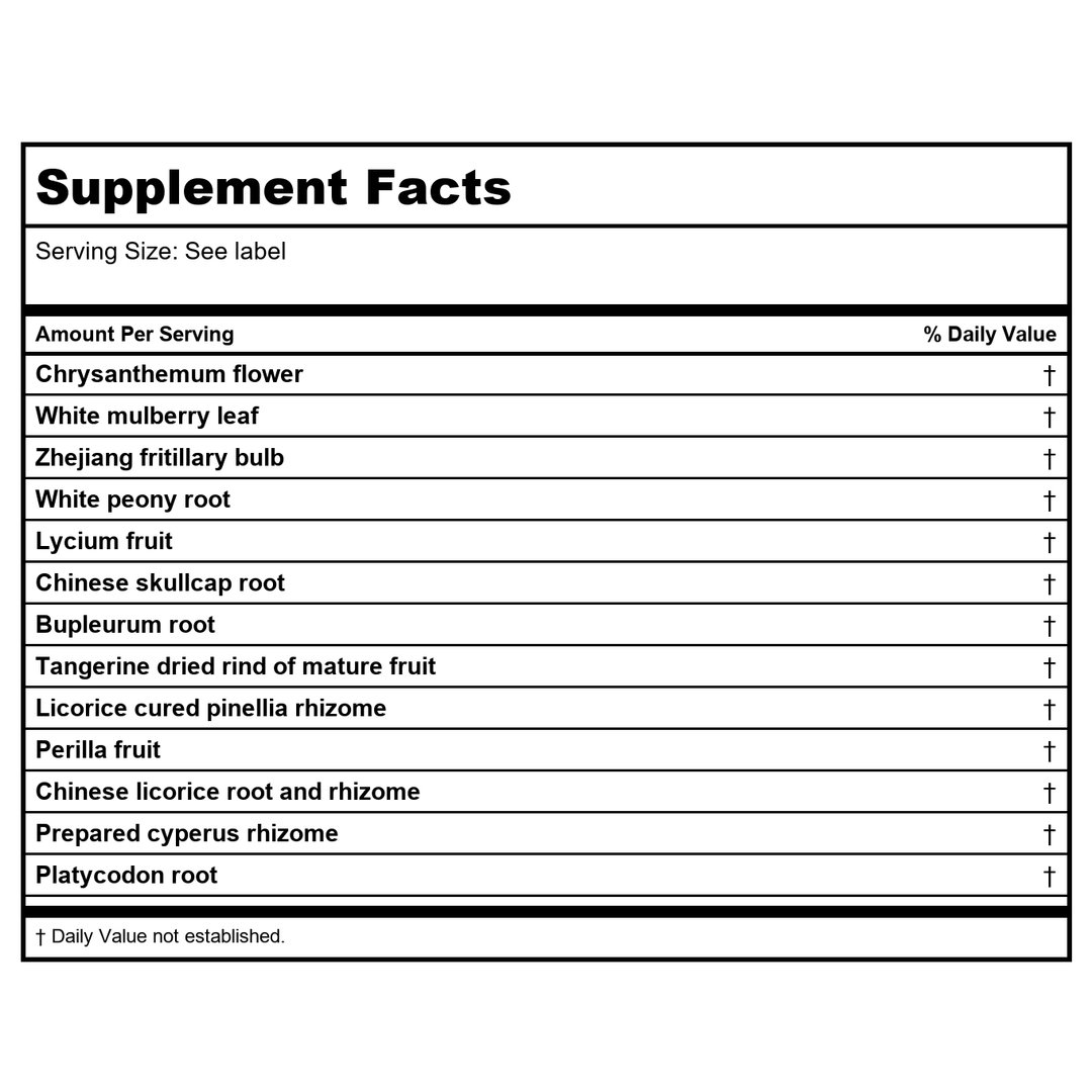 Kan Herb Chinese Modular Solutions Harmonize Metal &amp; Wood 8 Ounce - Supplement Facts panel