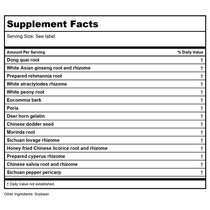 Kan Herb Traditionals Nourish Jade Yang 2 Ounce - Supplement Facts panel