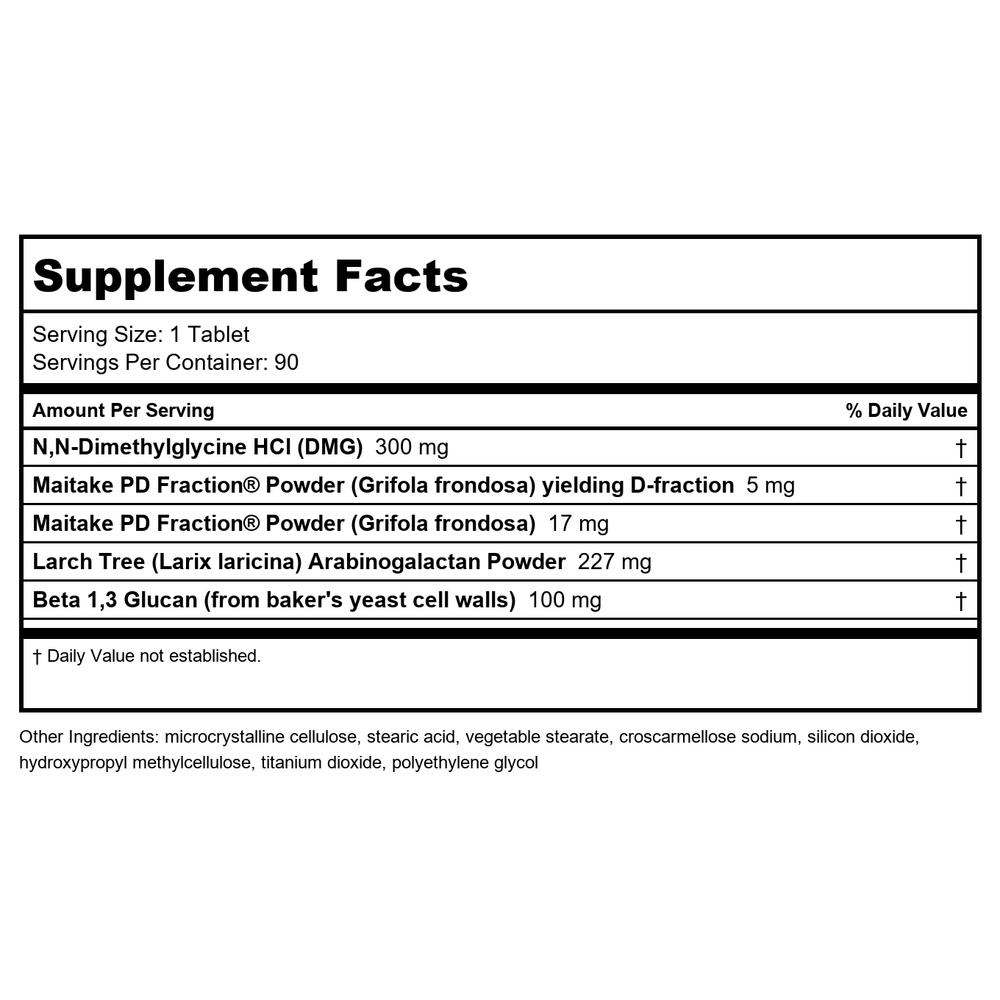 Davinci Labs Immuno DMG 90 Tablets by Unknown - Supplement Facts panel
