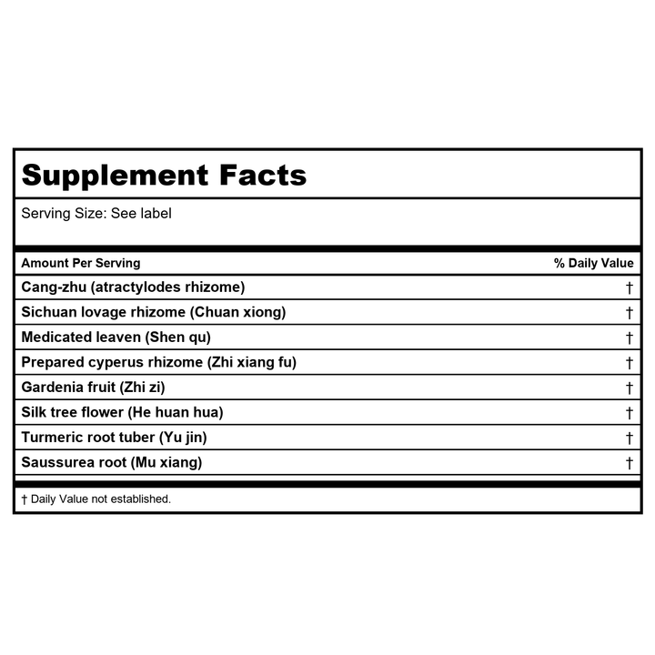 Kan Herb Traditionals Release Restraint 60 Tablets - Supplement Facts panel