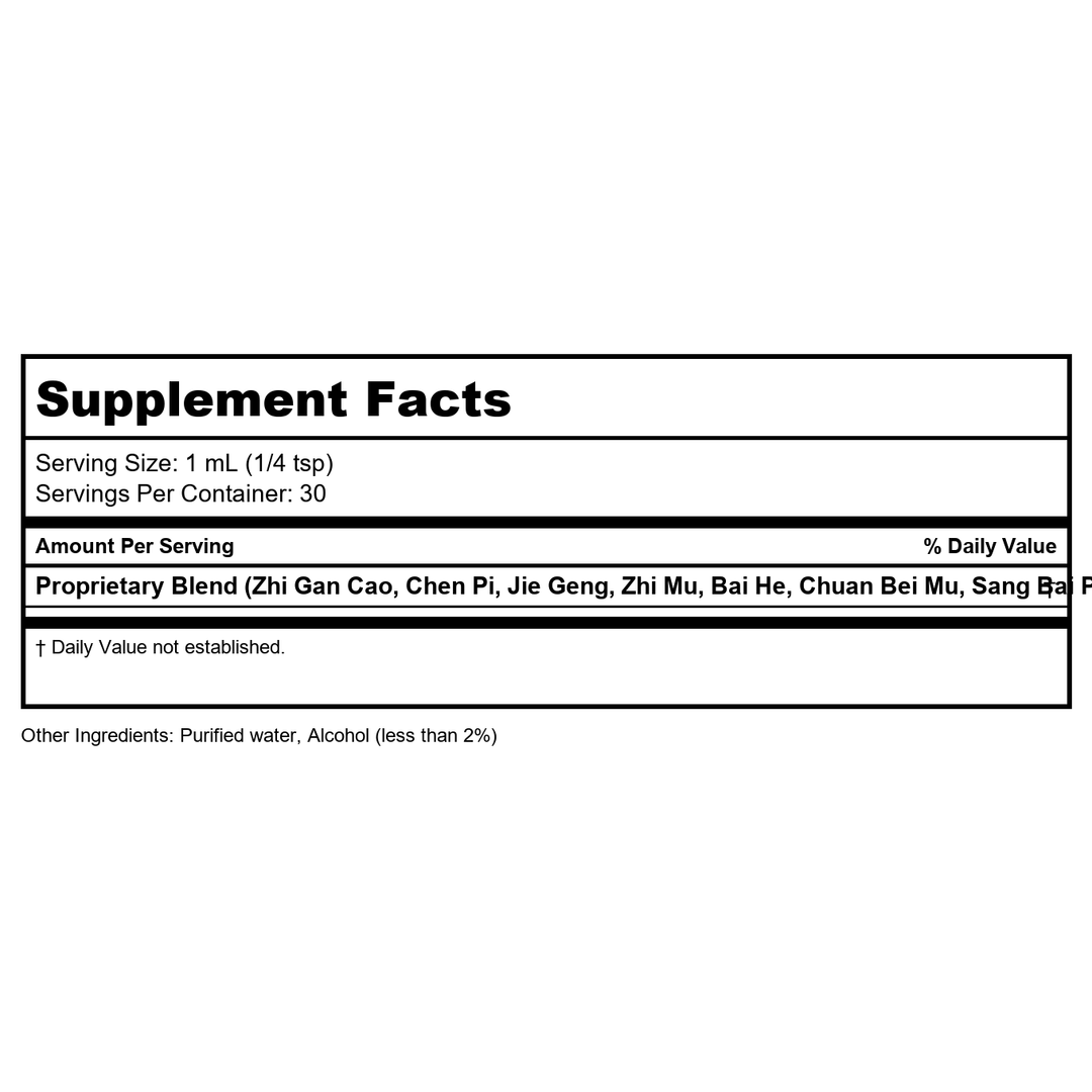 Kan Herb Traditionals Lung Qi Release 1 Ounce - Supplement Facts panel