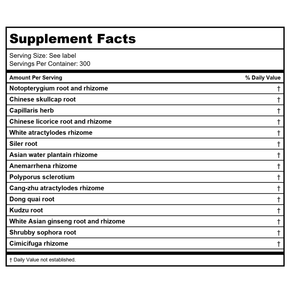 Kan Herb Traditionals Dong Quai Anemarrhena 300 Tablets - Supplement Facts panel