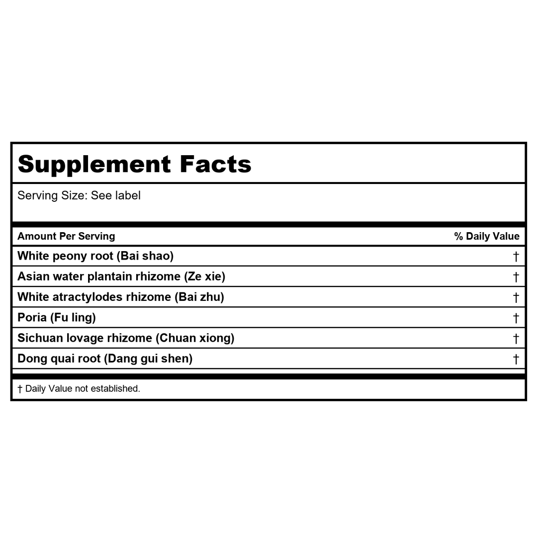 Kan Herb Essentials Dang GUI and Peony Support Formula 8 Ounce - Supplement Facts panel