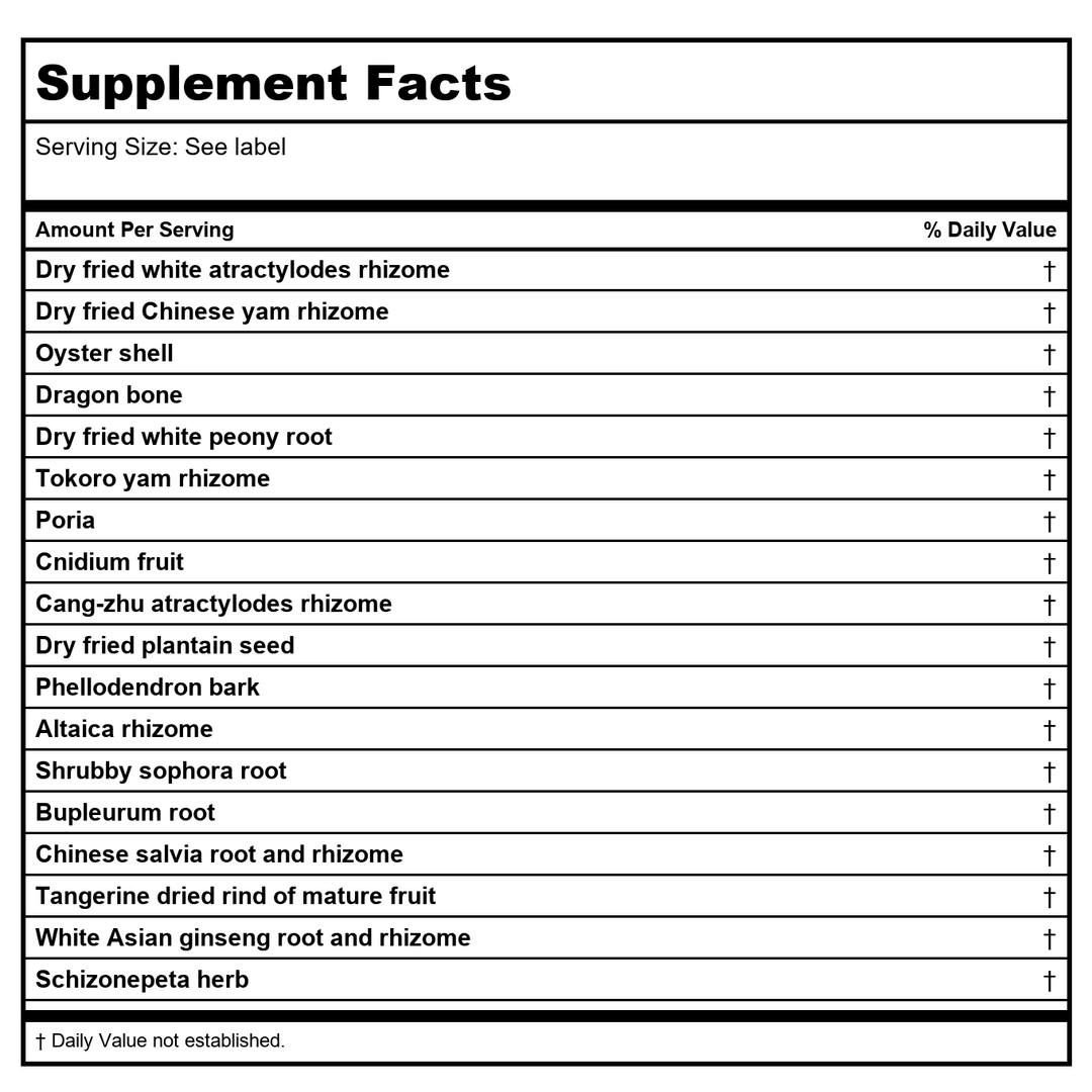 Kan Herb Traditionals Clear The Lower Palace 8 Ounce - Supplement Facts panel