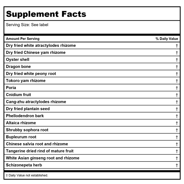 Kan Herb Traditionals Clear The Lower Palace 8 Ounce - Supplement Facts panel