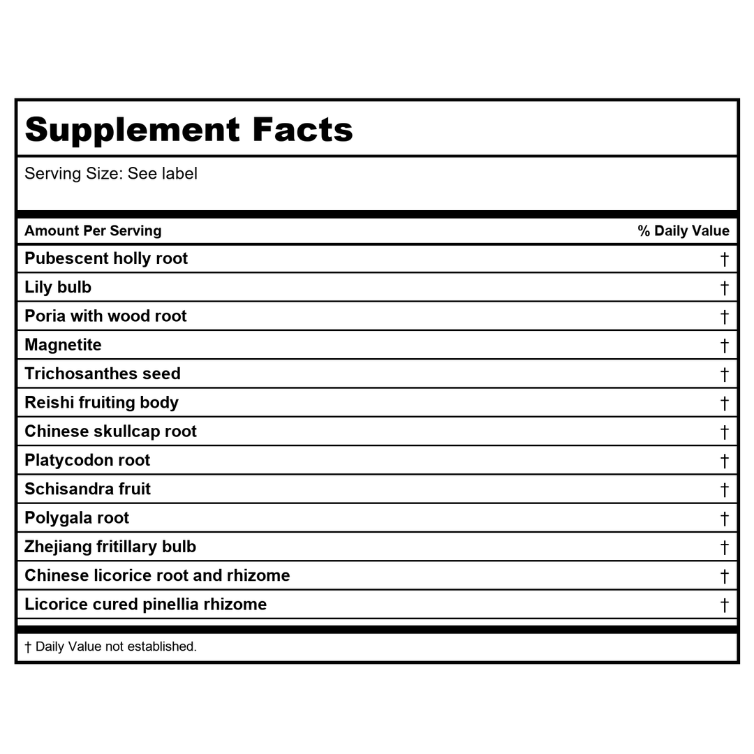 Kan Herb Chinese Modular Solutions Harmonize Fire &amp; Metal 8 Ounce - Supplement Facts panel
