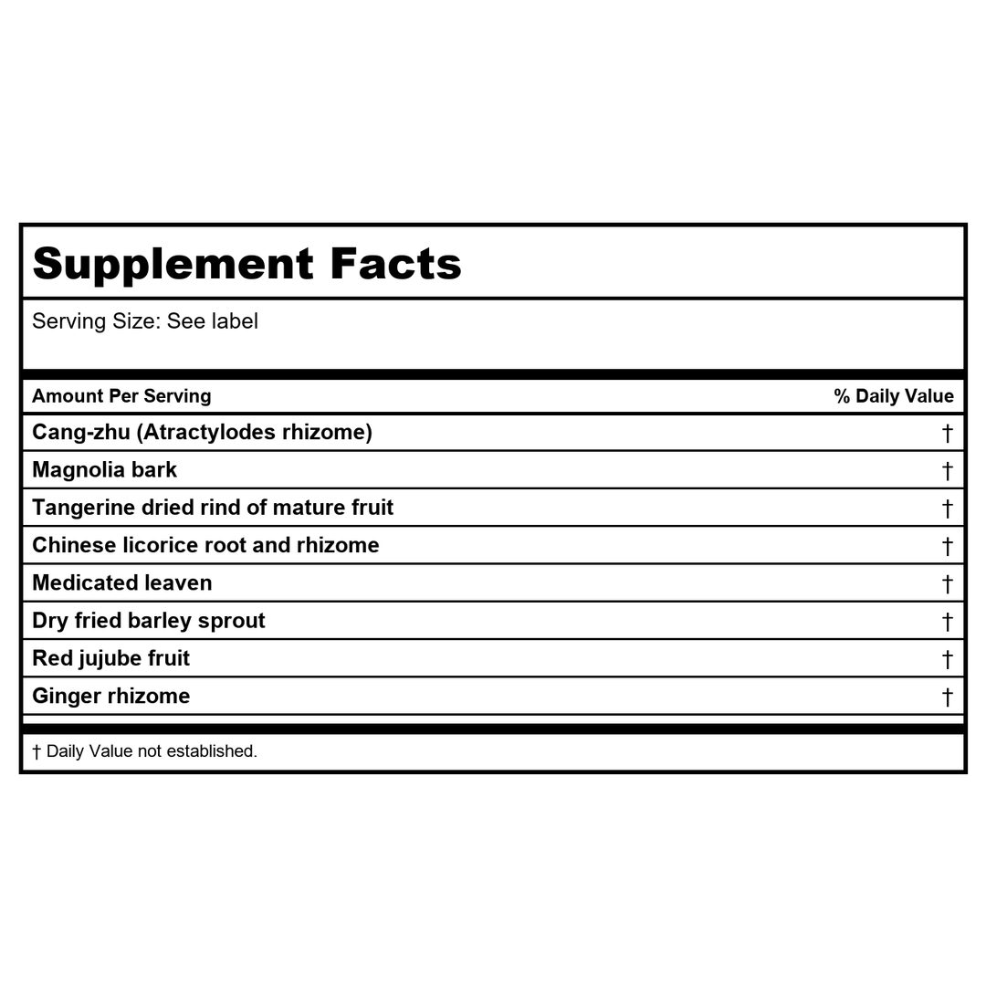 Kan Herb Traditionals Warm The Stomach 8 Ounce - Supplement Facts panel