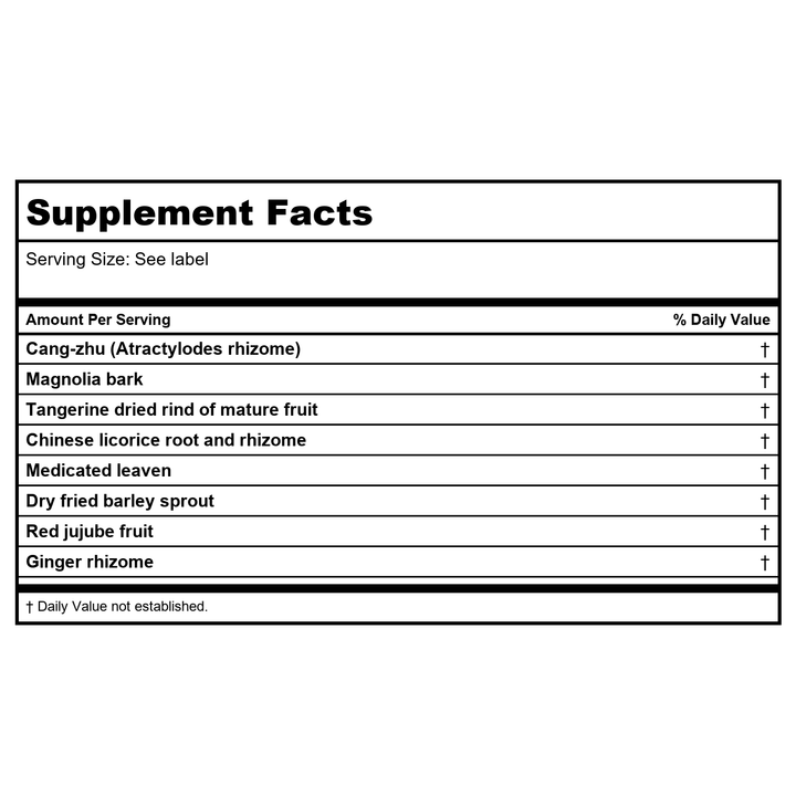 Kan Herb Traditionals Warm The Stomach 8 Ounce - Supplement Facts panel