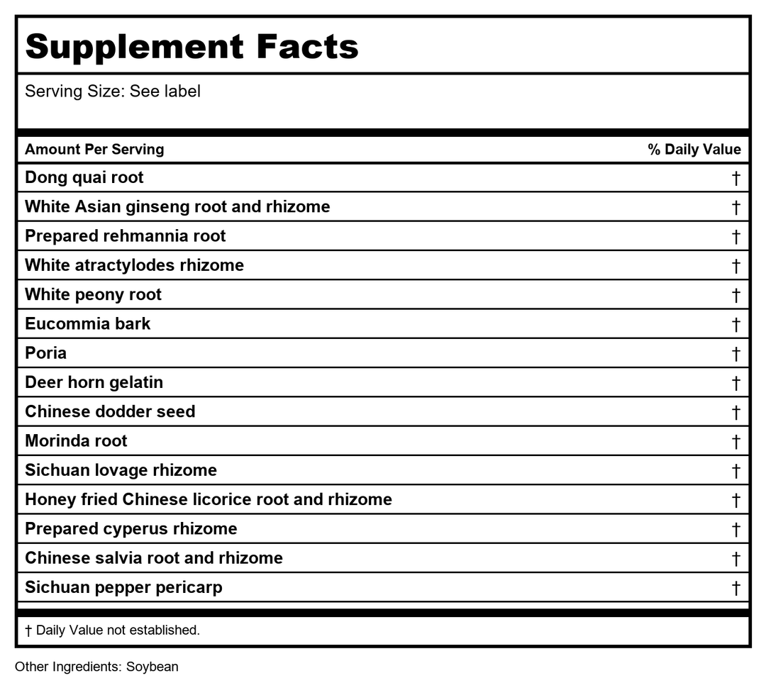 Kan Herb Traditionals Nourish Jade Yang 8 Ounce - Supplement Facts panel
