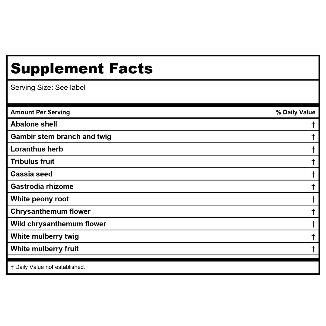 Kan Herb Chinese Modular Solutions Purge Internal Wind 4 Ounce - Supplement Facts panel