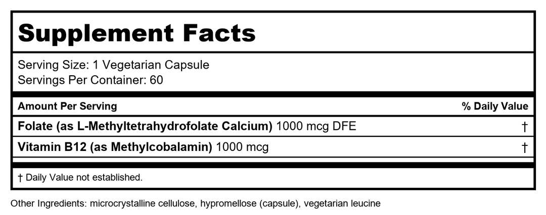 DaVinci Laboratories - 5-MTHF/ B12 MC 60c by Unknown - Supplement Facts panel