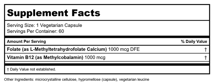 DaVinci Laboratories - 5-MTHF/ B12 MC 60c by Unknown - Supplement Facts panel