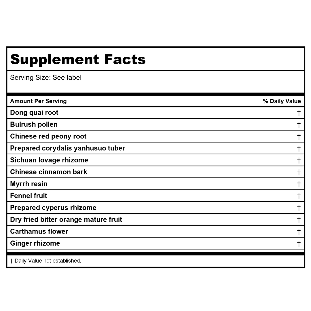 Kan Herb Traditionals Dispel Stasis in The Lower Burner 300 Tablets - Supplement Facts panel