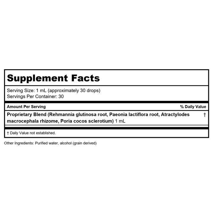 Kan Herb Traditionals Four Wonders 1 Ounce - Supplement Facts panel