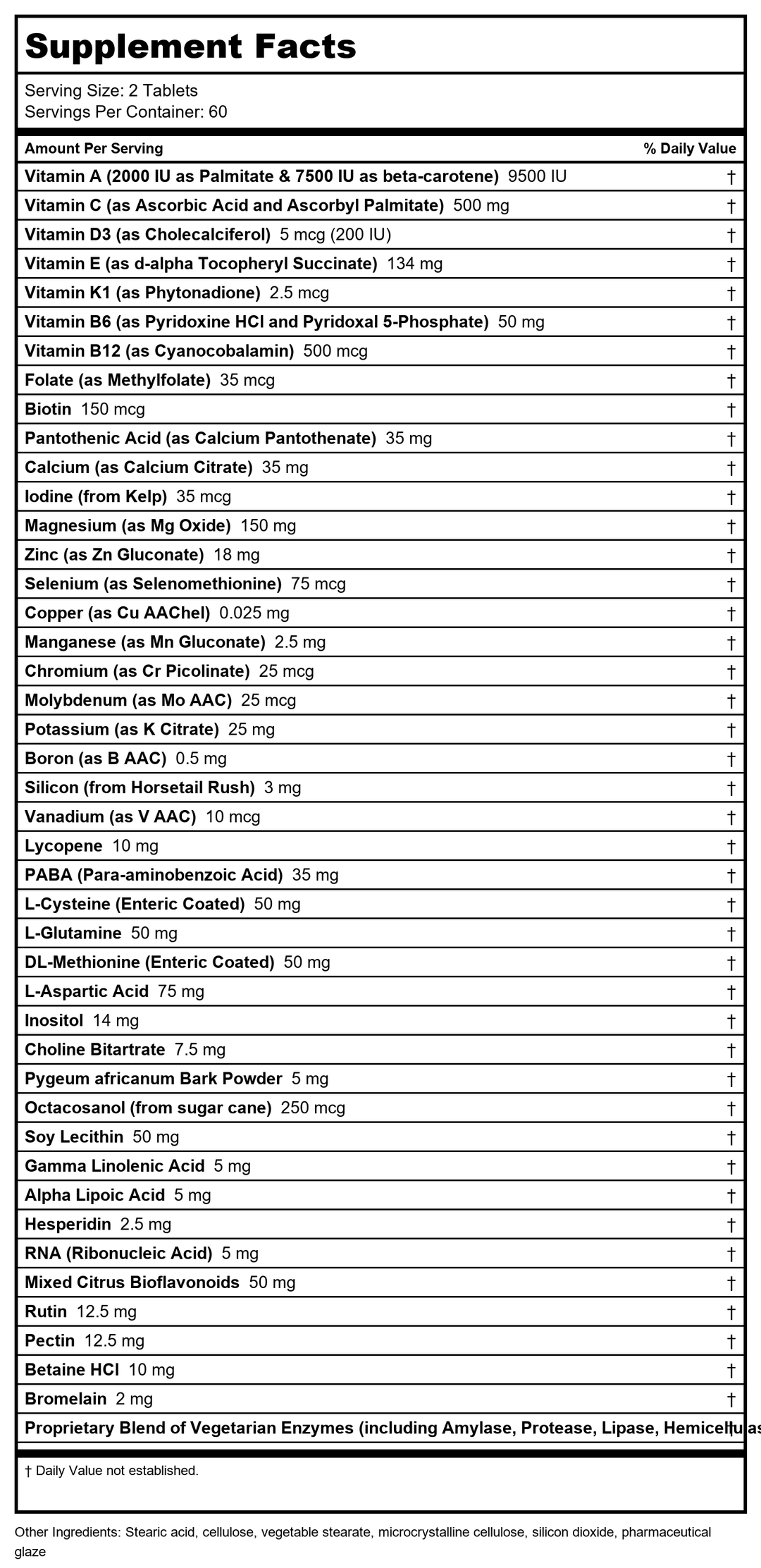 Davinci Labs - Spectra Man 120 vtabs [Health and Beauty] - Supplement Facts panel