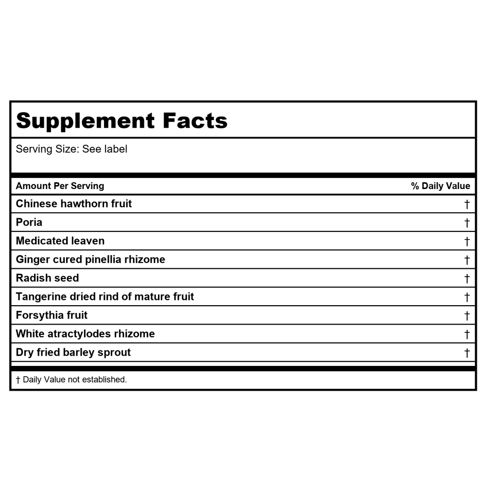 Kan Herb Traditionals Digestive Harmony Formula 2 Ounce - Supplement Facts panel
