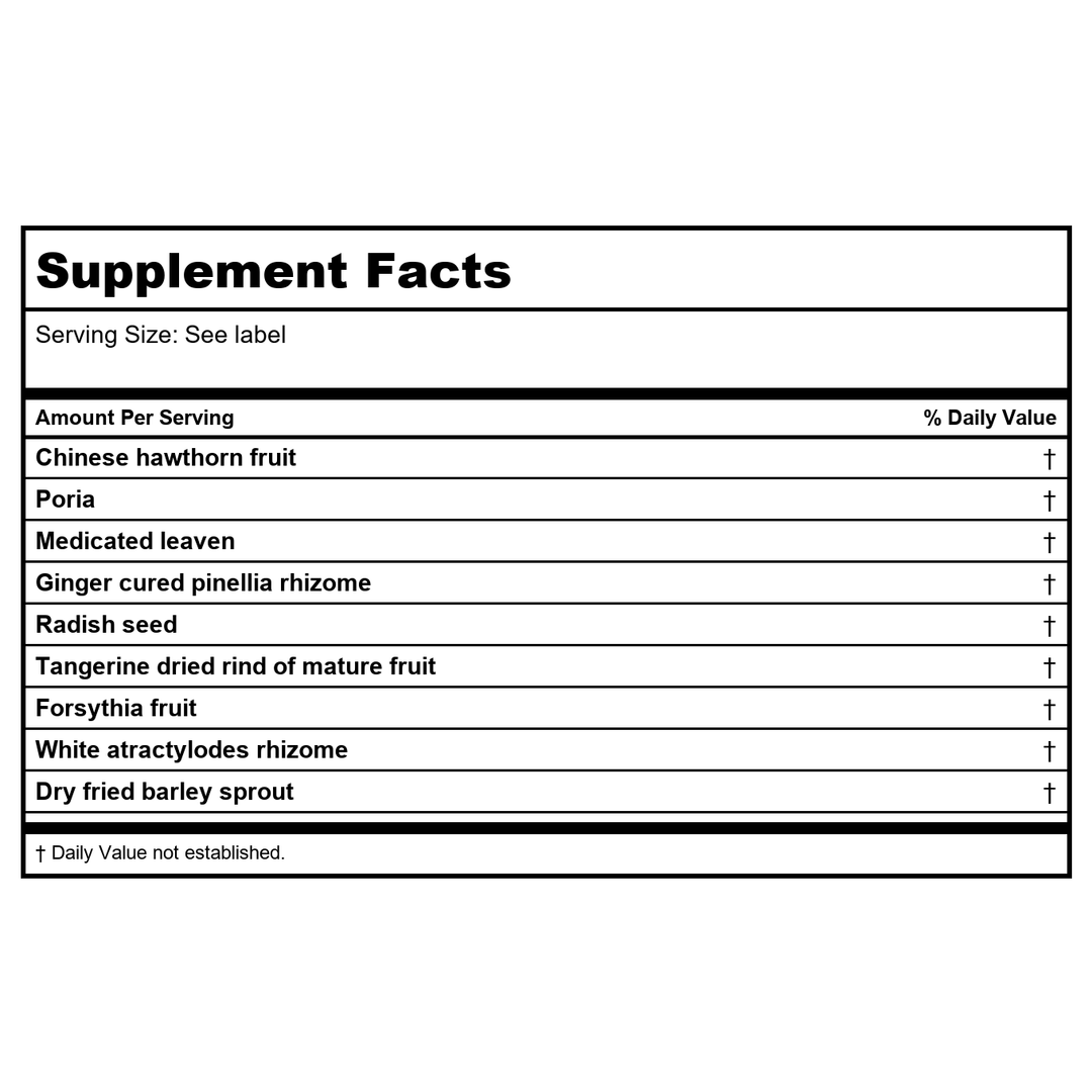Kan Herb Traditionals Digestive Harmony Formula 2 Ounce - Supplement Facts panel