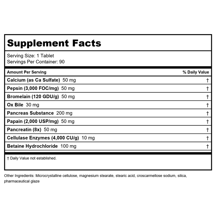 DaVinci Laboratories All-Zyme -- 90 Tablets (Quantity of 2) - Supplement Facts panel
