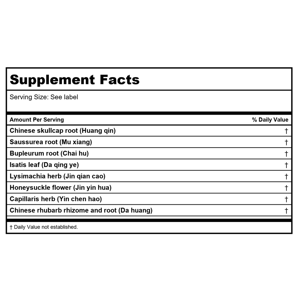 Kan Herb Traditionals Li Dan Support 8 Ounce - Supplement Facts panel