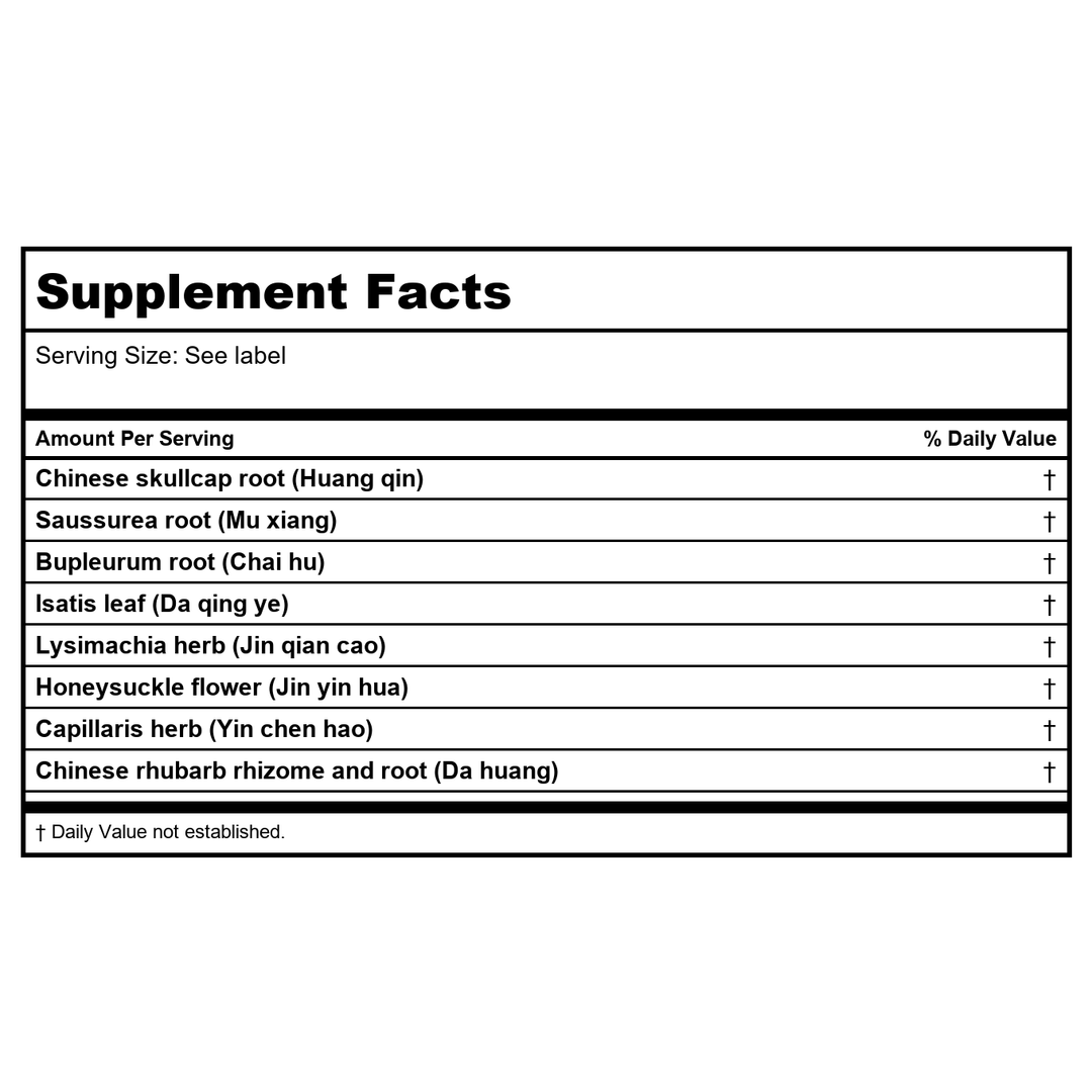 Kan Herb Traditionals Li Dan Support 8 Ounce - Supplement Facts panel