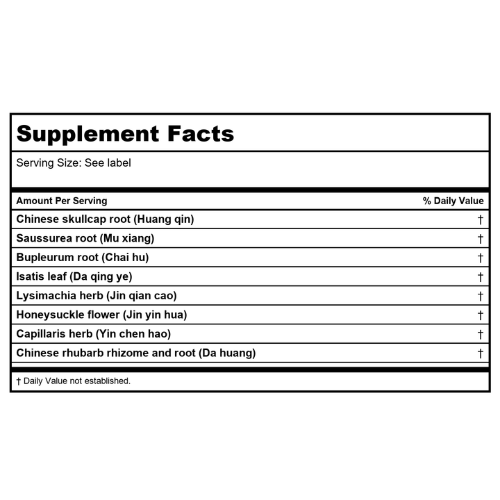 Kan Herb Traditionals Li Dan Support 8 Ounce - Supplement Facts panel