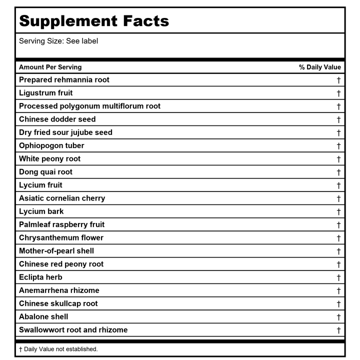 Kan Herb Traditionals Female Comfort 300 Tablets - Supplement Facts panel