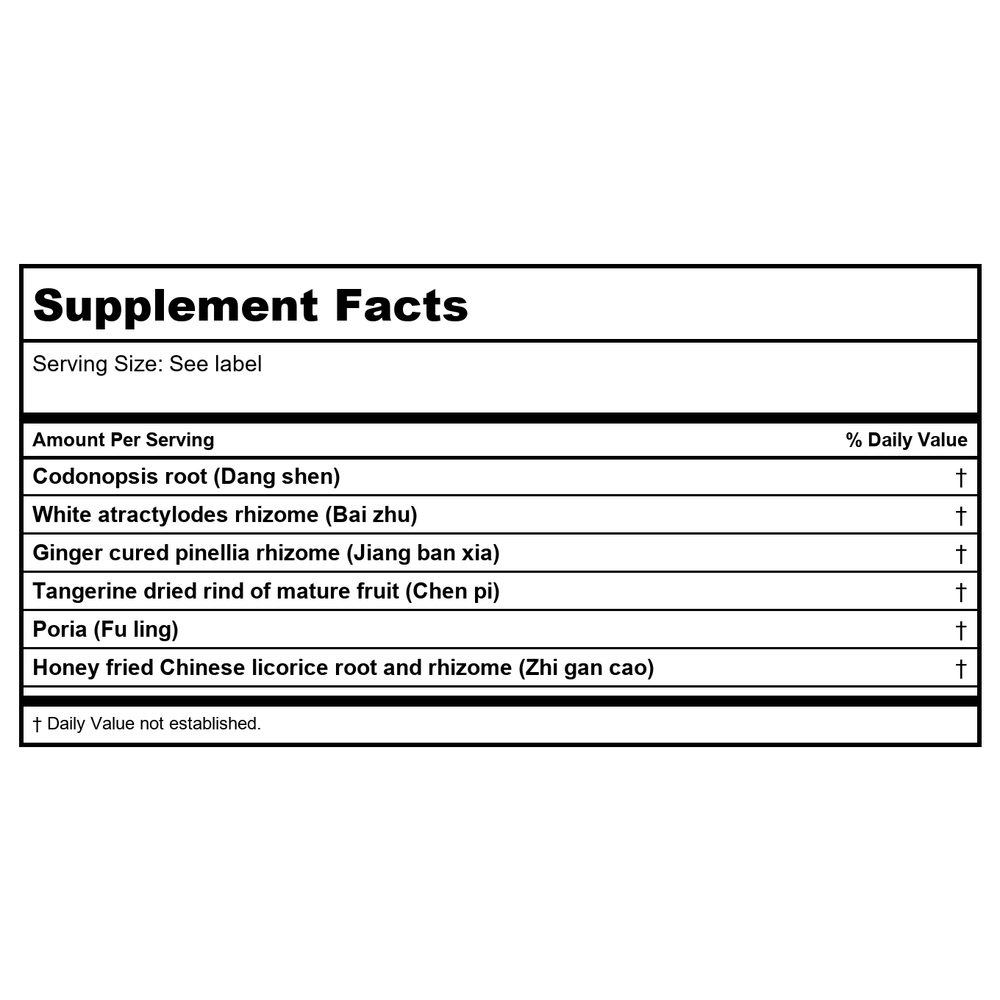 Kan Herb Traditionals Six Gentlemen 8 Ounce - Supplement Facts panel