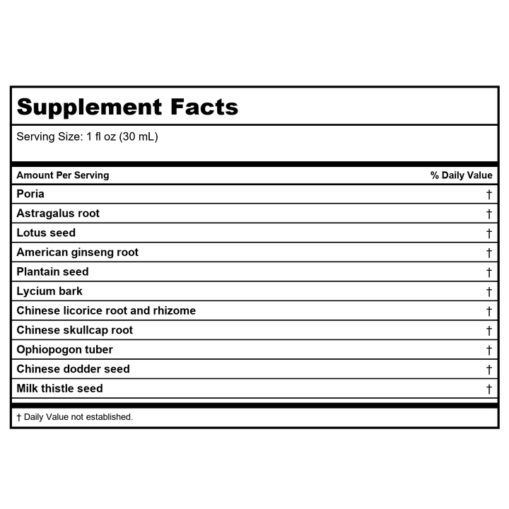Kan Herb Traditionals Lotus Nourishing Formula 8 Ounce - Supplement Facts panel