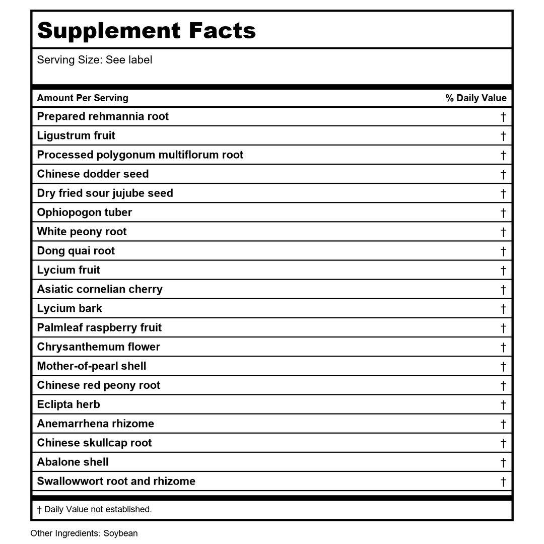 Kan Herb Traditionals Female Comfort 8 Ounce - Supplement Facts panel