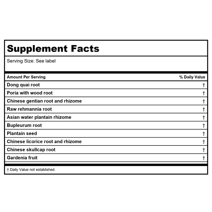 Kan Herb Essentials Subdue Liver Fire 60 Tablets - Supplement Facts panel