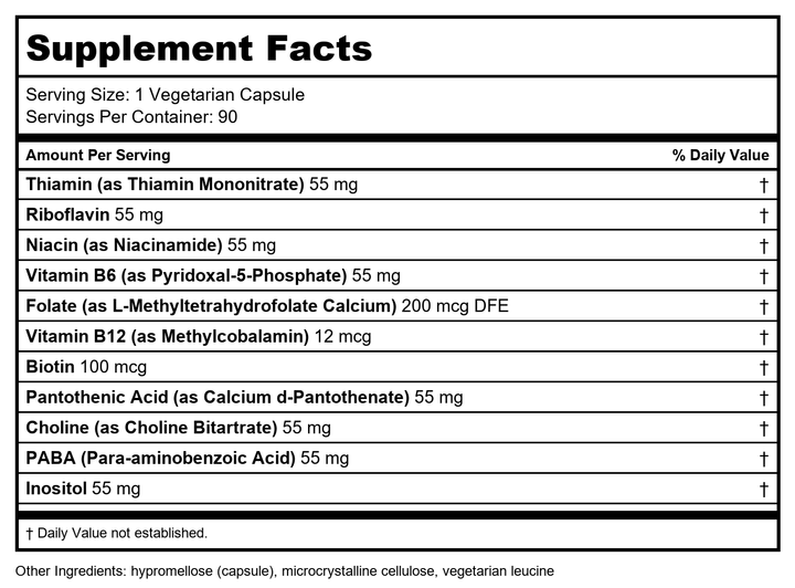 Davinci Labs - Stress B - 90 Tablets [Health and Beauty] - Supplement Facts panel