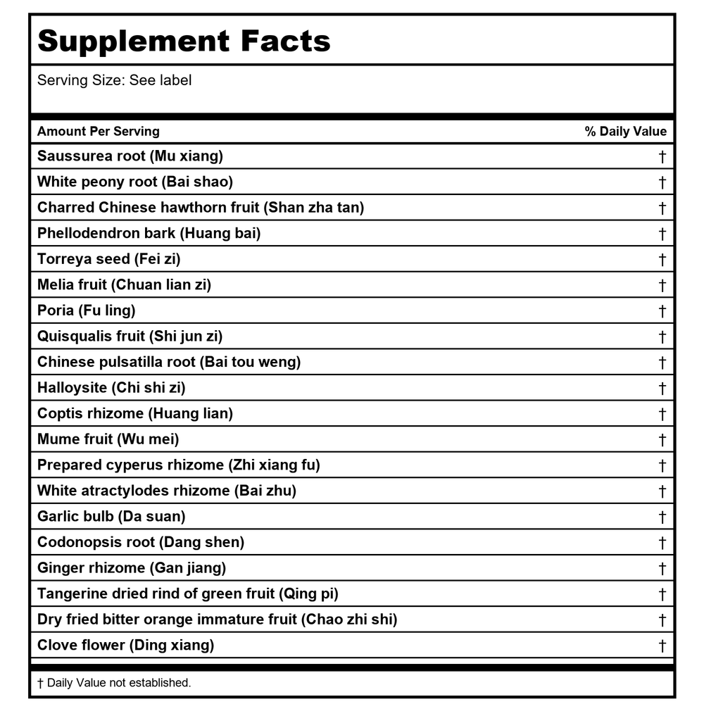 Kan Herb Traditionals Traveler's Comfort 2 Ounce - Supplement Facts panel