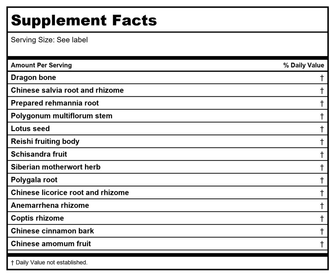 Kan Herb Chinese Modular Solutions Harmonize Water &amp; Fire 2 Ounce - Supplement Facts panel