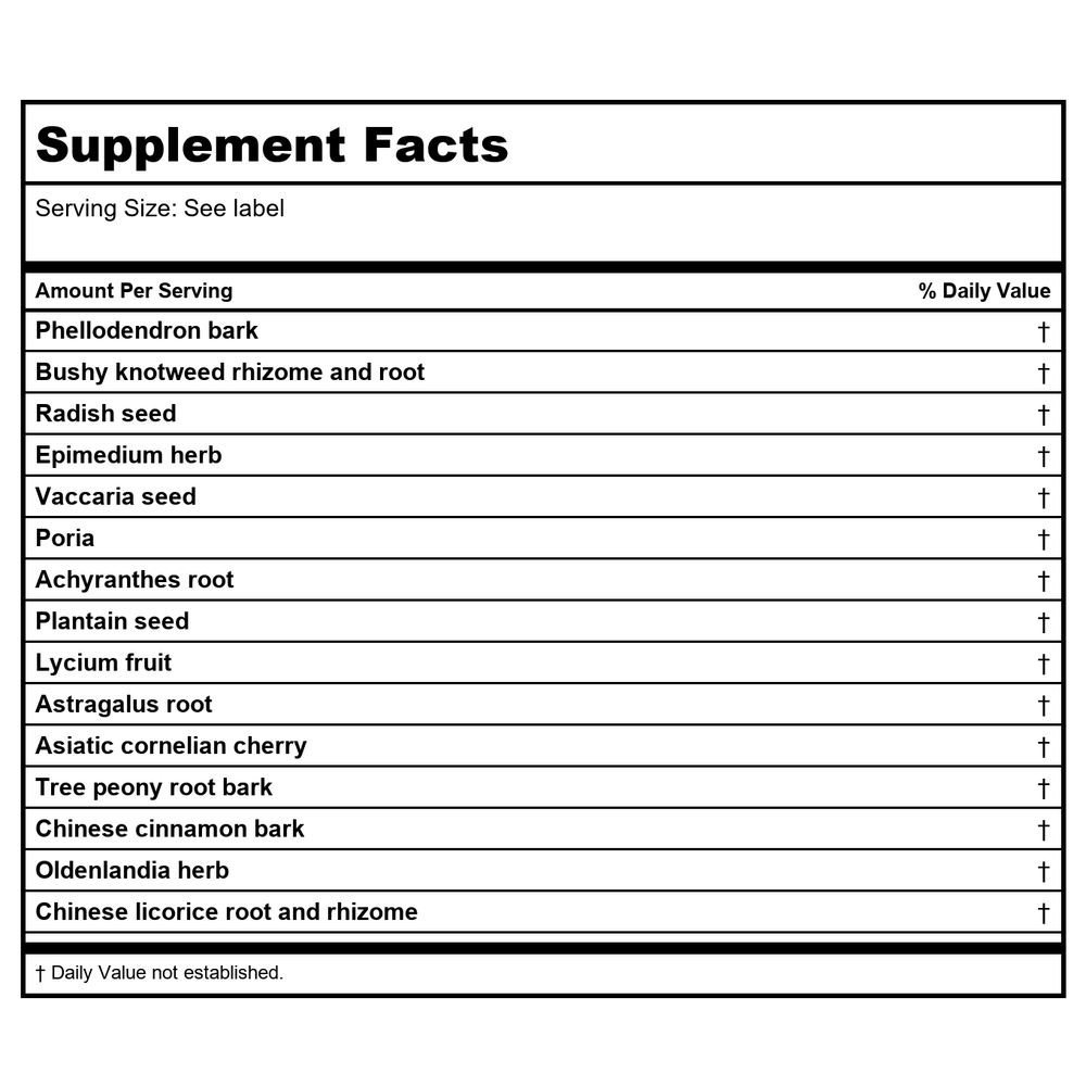 Kan Herb Traditionals Prostate Support 2 Ounce - Supplement Facts panel