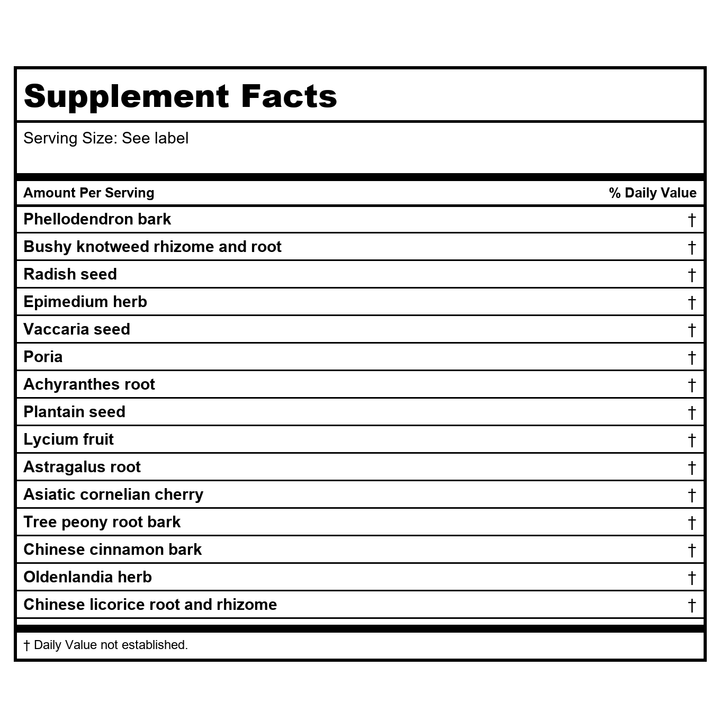 Kan Herb Traditionals Prostate Support 2 Ounce - Supplement Facts panel
