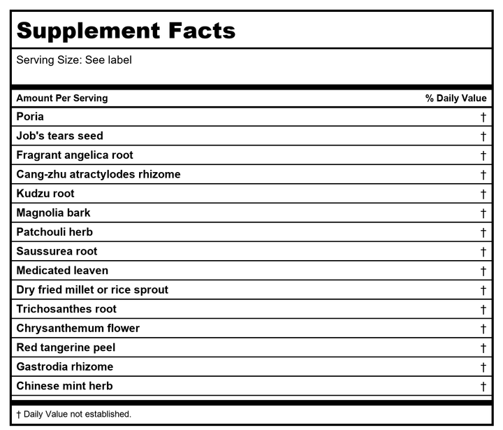 Kan Herb Traditionals Peaceful Earth 300 Tablets - Supplement Facts panel