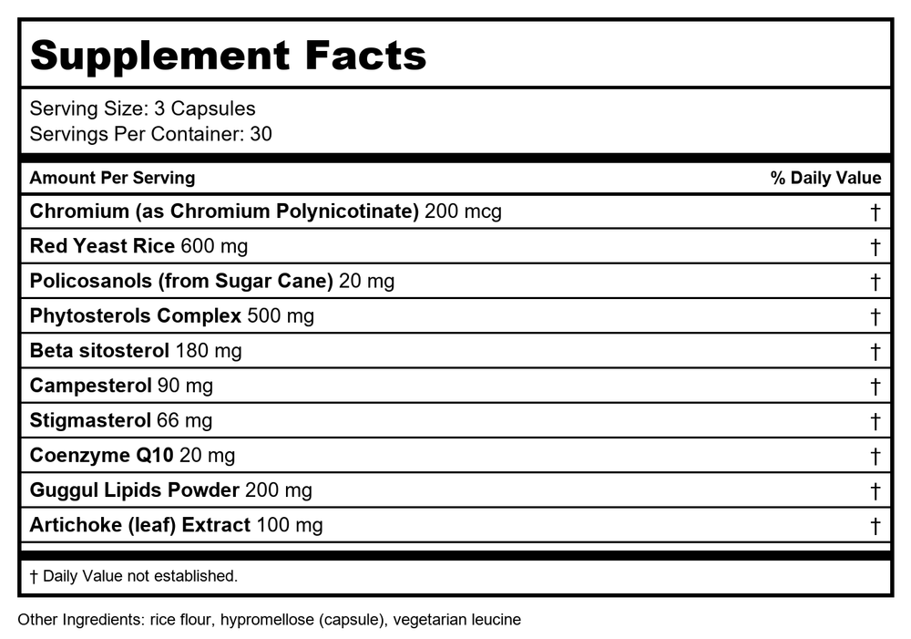 Davinci - CholestSure, 90 veggie caps - Supplement Facts panel