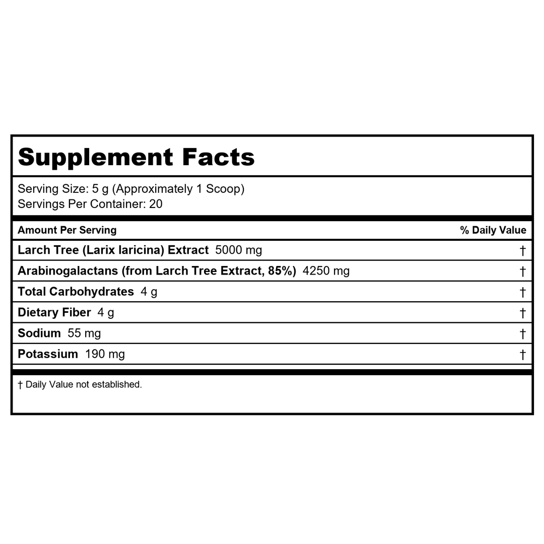Davinci Labs Arabinogalactan Powder 100 GMS - Supplement Facts panel