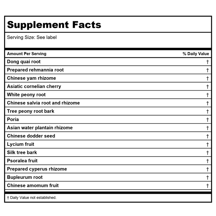 Kan Jade Woman Herbals Jade Moon Phase 2 Under 35 - 2 Ounce - Supplement Facts panel