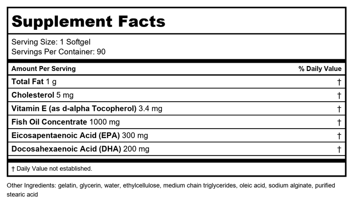 Davinci Labs - Omega-3 1000 90 Gels - Supplement Facts panel