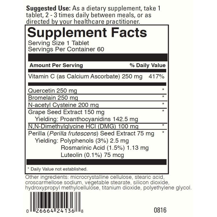 DaVinci Laboratories Aller-DMG, 60 Count - Supplement Facts panel