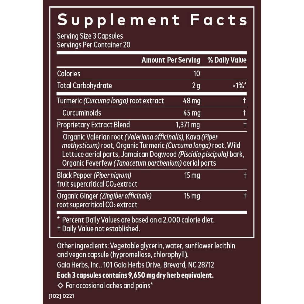Turmeric Supreme, Joint 60 Caps by Gaia Herbs (Pack of 3) - Supplement Facts panel