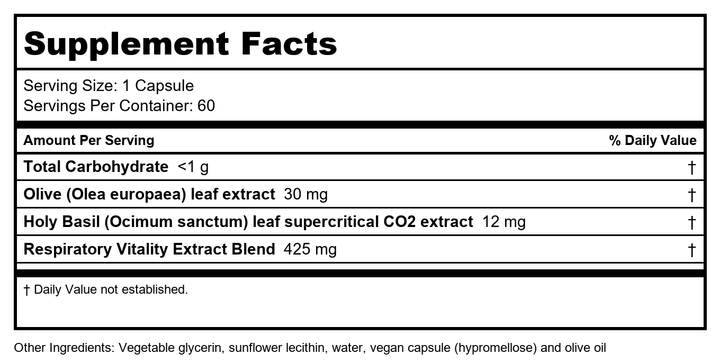 Gaia PRO Daily Lung Formula - Supplement Facts panel