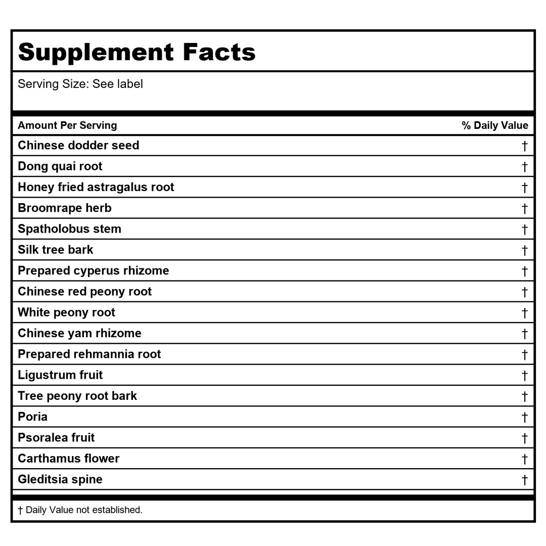 Kan Jade Woman Herbals Jade Moon Phase 3 - 60 Tablets - Supplement Facts panel