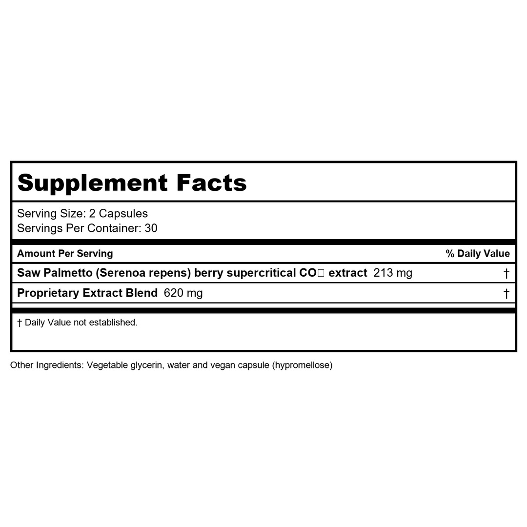 Gaia PRO Prostate Formula - 60 Vegan Liquid Phyto-Capsules (30 Servings) - Supplement Facts panel