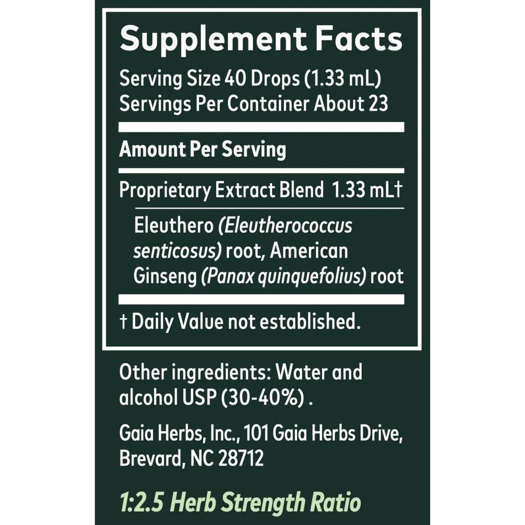 Gaia Hrebs Ginseng Supreme Supplements, 1-Ounce - Supplement Facts panel
