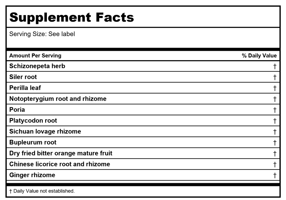 Kan Herbals Dispel Invasion 2 Ounce - Supplement Facts panel