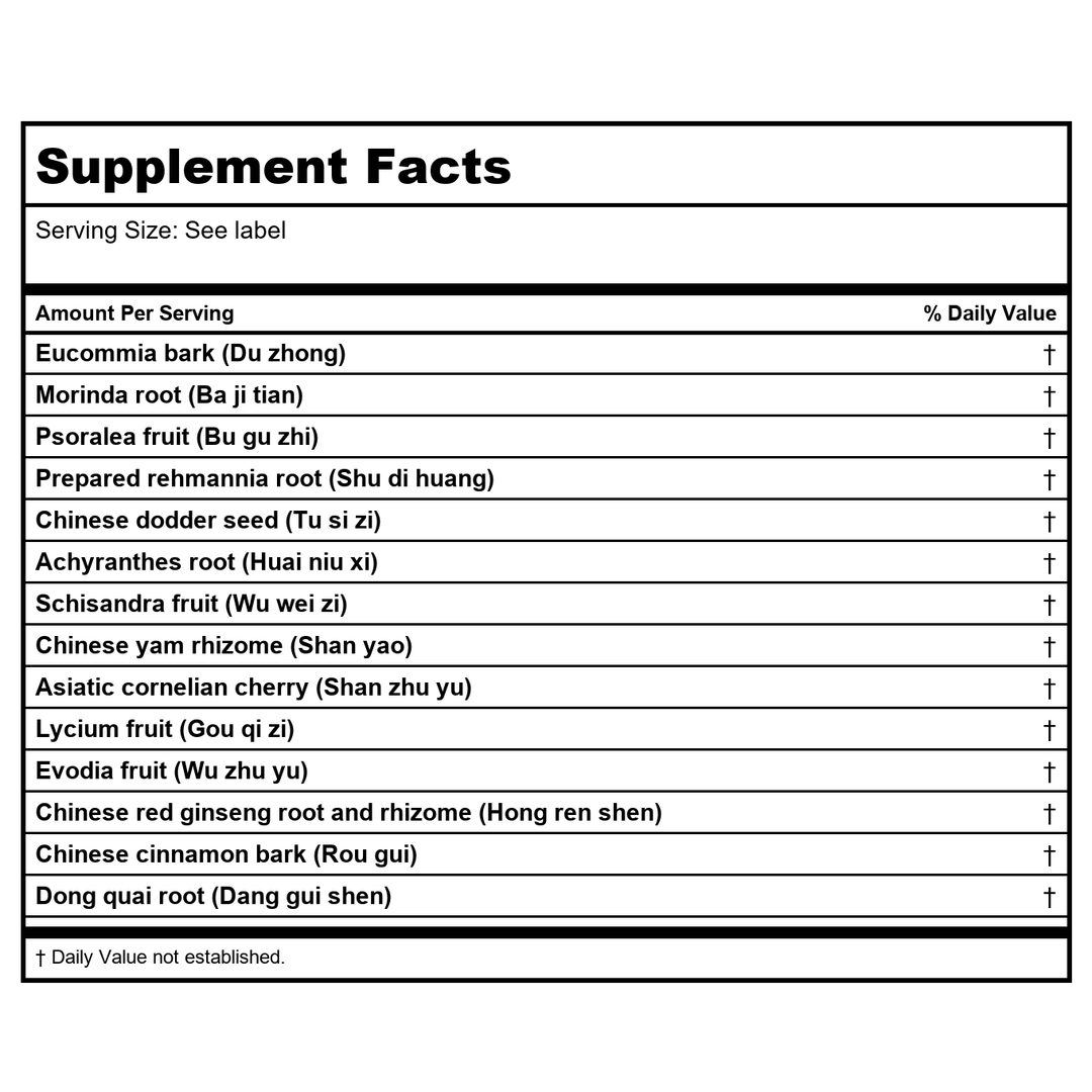 Kan Herbals Dynamic Warrior 8 Ounce - Supplement Facts panel