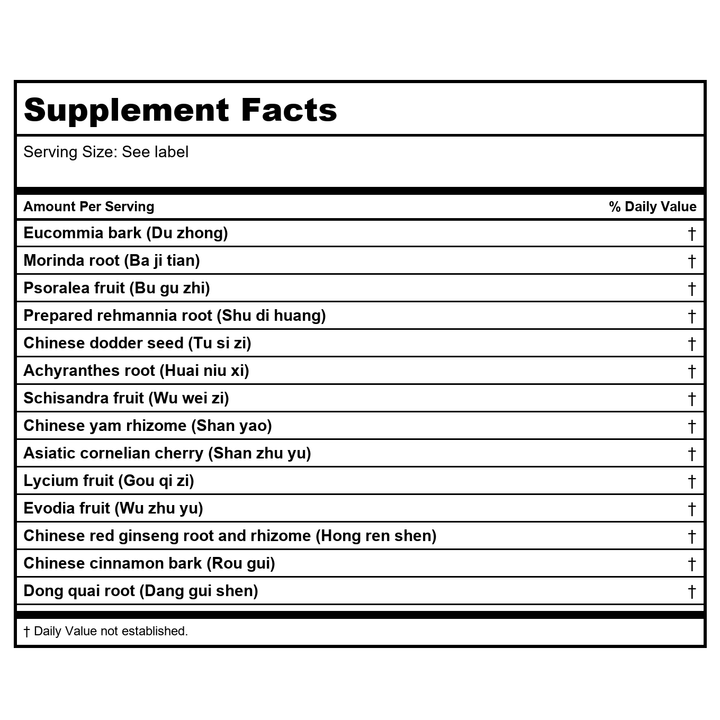 Kan Herbals Dynamic Warrior 8 Ounce - Supplement Facts panel